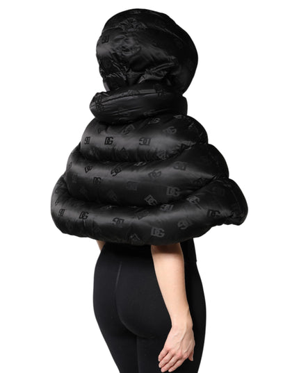 Dolce & Gabbana Black Padded Puffer Hooded Full Zip Cropped Jacket