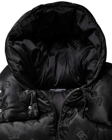 Dolce & Gabbana Black Padded Puffer Hooded Full Zip Cropped Jacket