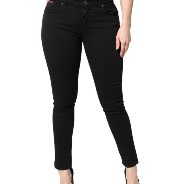 Dolce & Gabbana Black Cotton Mid Waisted Skinny Denim Jeans