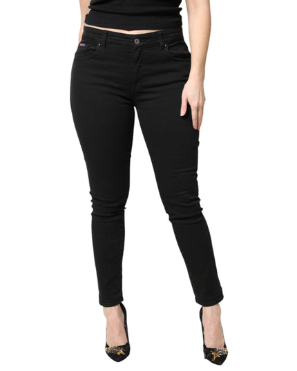 Dolce & Gabbana Black Cotton Mid Waisted Skinny Denim Jeans