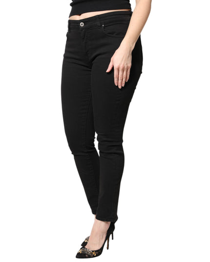 Dolce & Gabbana Black Cotton Mid Waisted Skinny Denim Jeans
