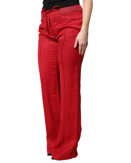 Dolce & Gabbana Red Viscose Straight Fit Pants