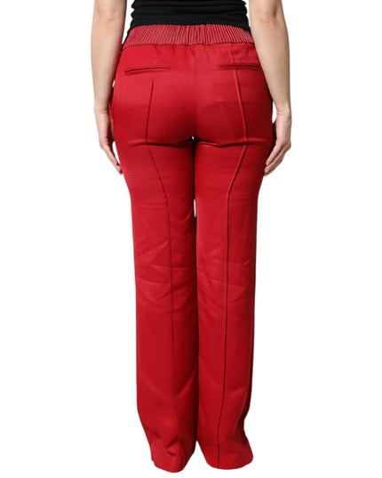Dolce & Gabbana Red Viscose Straight Fit Pants
