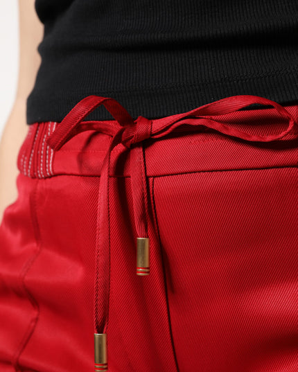 Dolce & Gabbana Red Viscose Straight Fit Pants