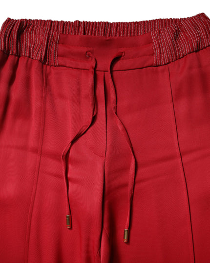 Dolce & Gabbana Red Viscose Straight Fit Pants