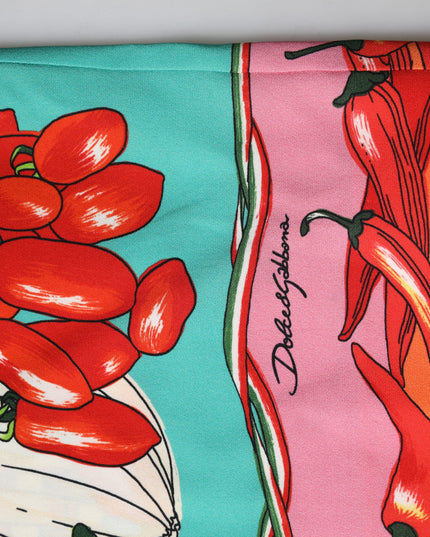 Dolce & Gabbana Green Silk Printed Straight Pants