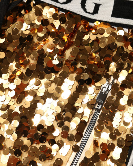 Dolce & Gabbana Metallic Gold DG Logo Sequined Jogger Pants