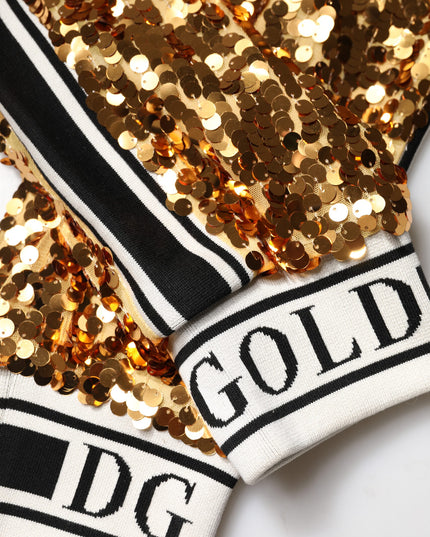Dolce & Gabbana Metallic Gold DG Logo Sequined Jogger Pants