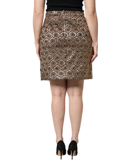 Dolce & Gabbana Brown Polyester Brocade A-line Mini Skirt