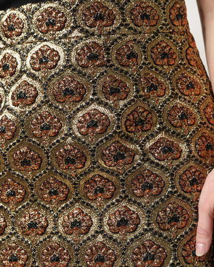 Dolce & Gabbana Brown Polyester Brocade A-line Mini Skirt