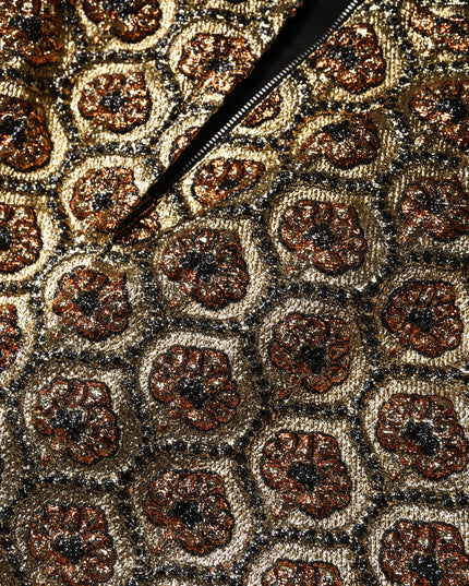 Dolce & Gabbana Brown Polyester Brocade A-line Mini Skirt