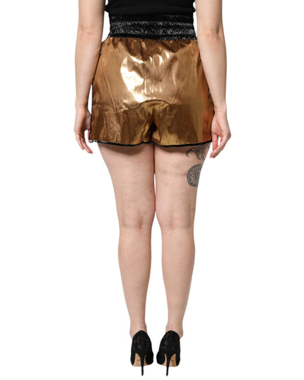 Dolce & Gabbana Metallic Gold High Waist Women Hotpants Short