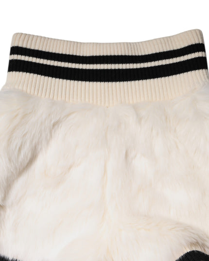 Dolce & Gabbana White Faux Fur High Waisted Hot Pants Short