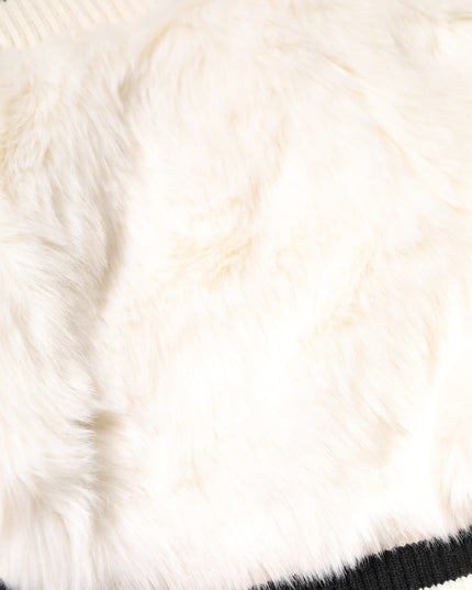 Dolce & Gabbana White Faux Fur High Waisted Hot Pants Short