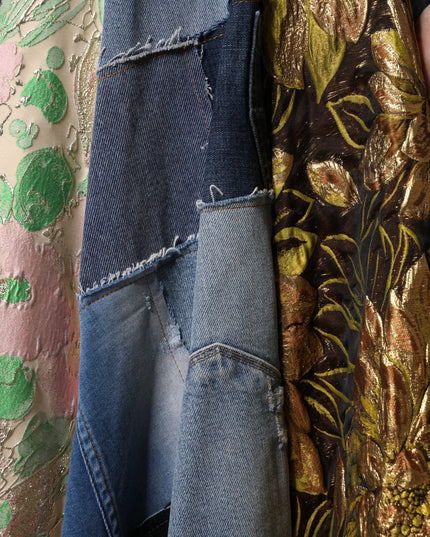 Dolce & Gabbana Multicolor Patchwork High Waisted Midi Skirt