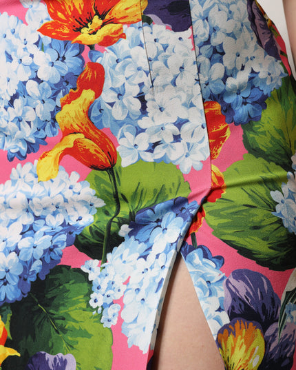 Dolce & Gabbana Multicolor Floral Print High Waist Midi Skirt