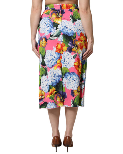 Dolce & Gabbana Multicolor Floral High Waist Midi Skirt