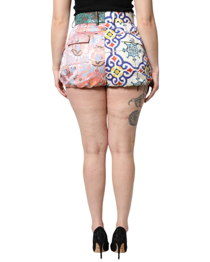 Dolce & Gabbana Multicolor Cotton Patchwork Hot Pants Shorts