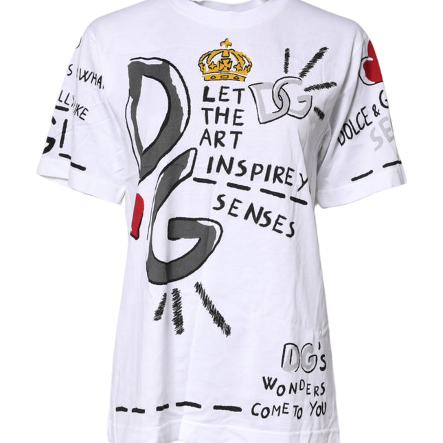 Dolce & Gabbana White Short-Sleeved Printed Jersey T-shirt