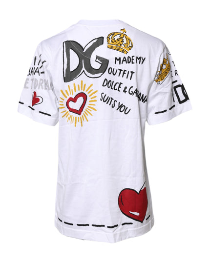 Dolce & Gabbana White Short-Sleeved Printed Jersey T-shirt