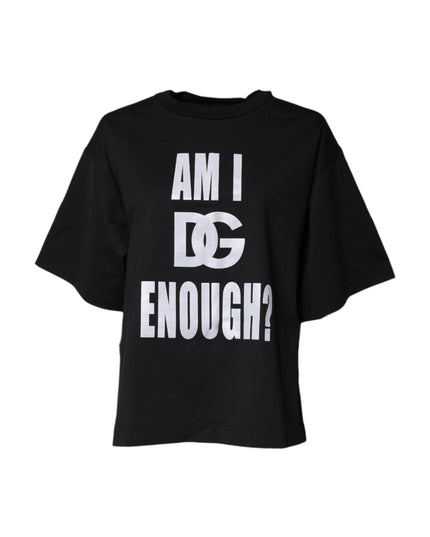 Dolce & Gabbana Black Printed Cotton Crew Neck Tee T-shirt