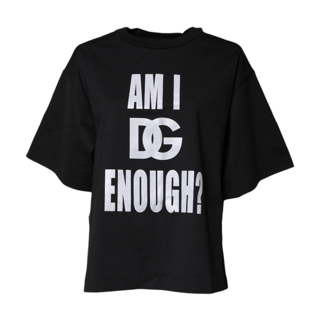 Dolce & Gabbana Black Printed Cotton Crew Neck Tee T-shirt