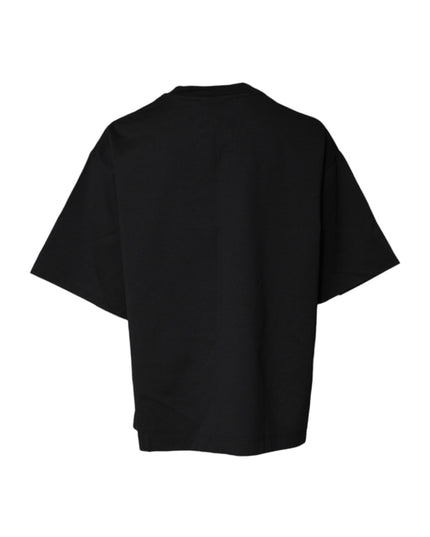 Dolce & Gabbana Black Printed Cotton Crew Neck Tee T-shirt