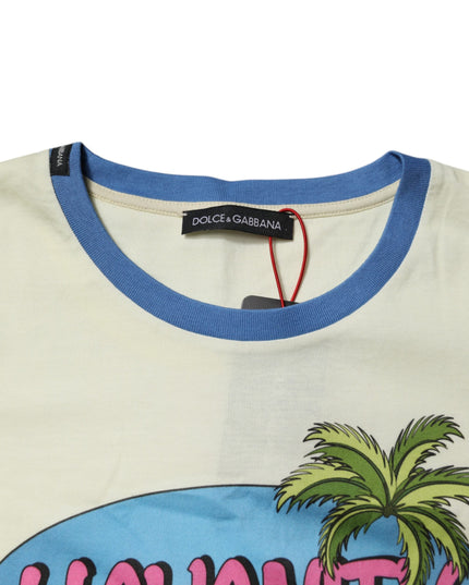 Dolce & Gabbana Light Yellow Cotton Short Sleeve T-shirt