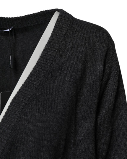 Dolce & Gabbana Grey Cashmere Deep V-neck Pullover Sweater