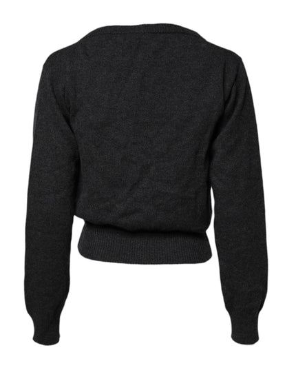 Dolce & Gabbana Grey Cashmere Deep V-neck Pullover Sweater