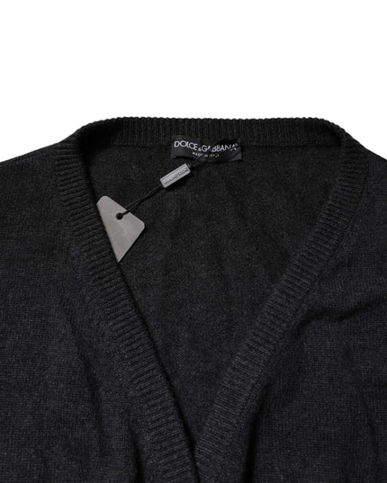 Dolce & Gabbana Grey Cashmere Deep V-neck Pullover Sweater