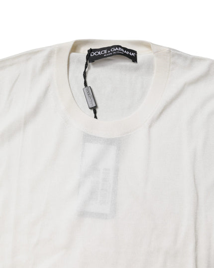 Dolce & Gabbana Cream Sleeveless Silk Round Neck Tank Top