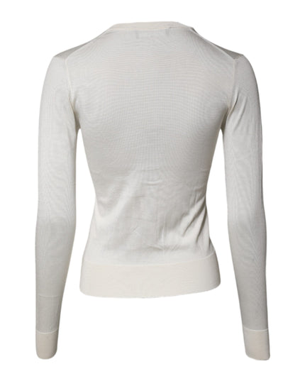 Dolce & Gabbana Cream Floral Silk Embellished Cardigan Sweater