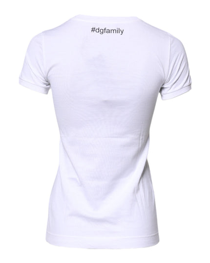 Dolce & Gabbana White Cotton #DGFAMILY Embroidery T-shirt