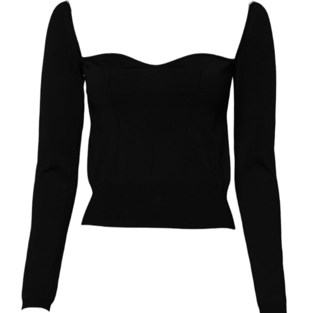 Dolce & Gabbana Black Square Neckline Long Sleeves Sweater