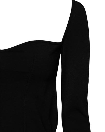 Dolce & Gabbana Black Square Neckline Long Sleeves Sweater