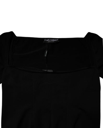 Dolce & Gabbana Black Square Neckline Long Sleeves Sweater