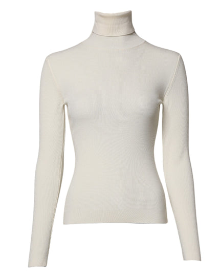 Dolce & Gabbana Cream Long Sleeves Turtleneck Slim Sweater