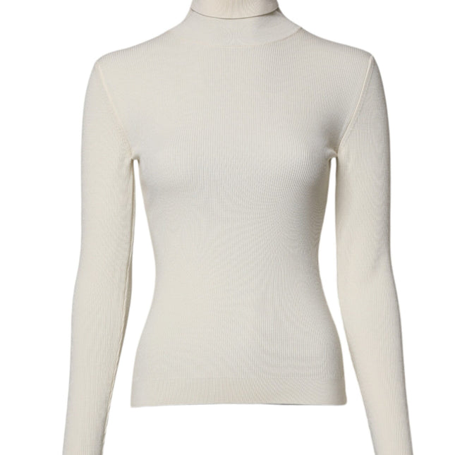 Dolce & Gabbana Cream Long Sleeves Turtleneck Slim Sweater