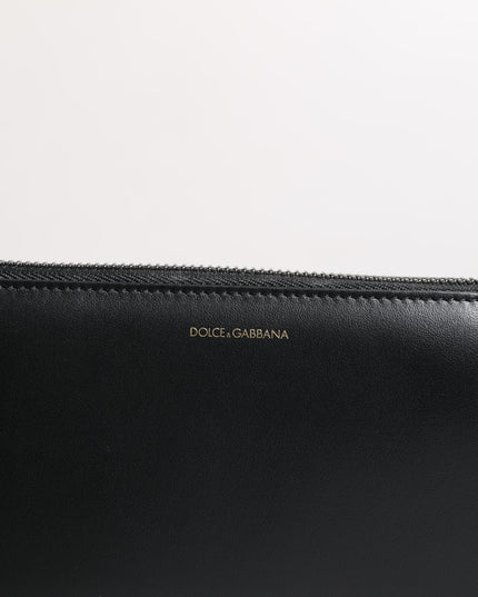 Dolce & Gabbana Black Blue Exotic Leather Embossed Continental Wallet