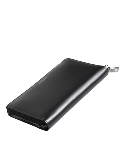 Dolce & Gabbana Black Blue Exotic Leather Embossed Continental Wallet