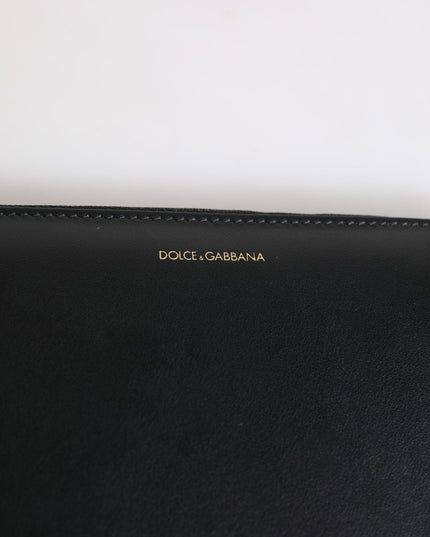 Dolce & Gabbana Black Blue Exotic Leather Embossed Continental Wallet