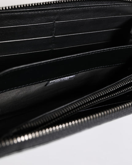 Dolce & Gabbana Black Blue Exotic Leather Embossed Continental Wallet