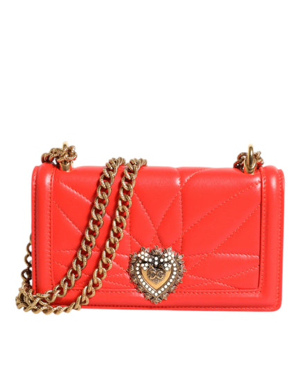 Dolce & Gabbana Red Leather Quilted Devotion Crossbody Phone Cover Bag