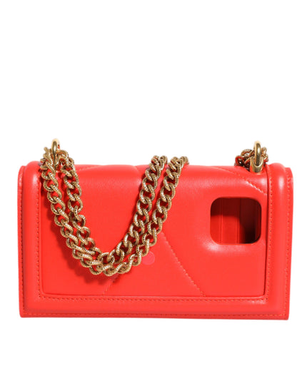 Dolce & Gabbana Red Leather Quilted Devotion Crossbody Phone Cover Bag
