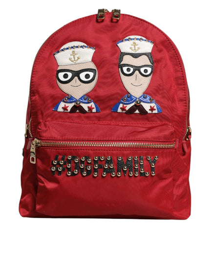 Dolce & Gabbana Red #DGFAMILY VULCANO Embellishment Backpack Bag