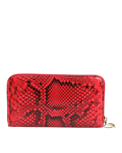 Dolce & Gabbana Red Exotic Leather Zip Around Continental Clutch Wallet