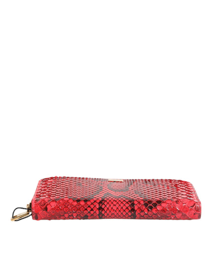 Dolce & Gabbana Red Exotic Leather Zip Around Continental Clutch Wallet