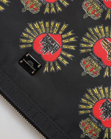 Dolce & Gabbana Black Red Nylon Sacred Heart Clutch Pouch Bag