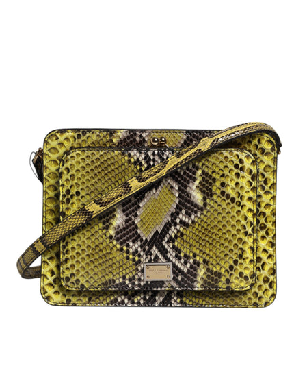 Dolce & Gabbana Green Exotic Leather DG Plaque Crossbody Clutch Bag